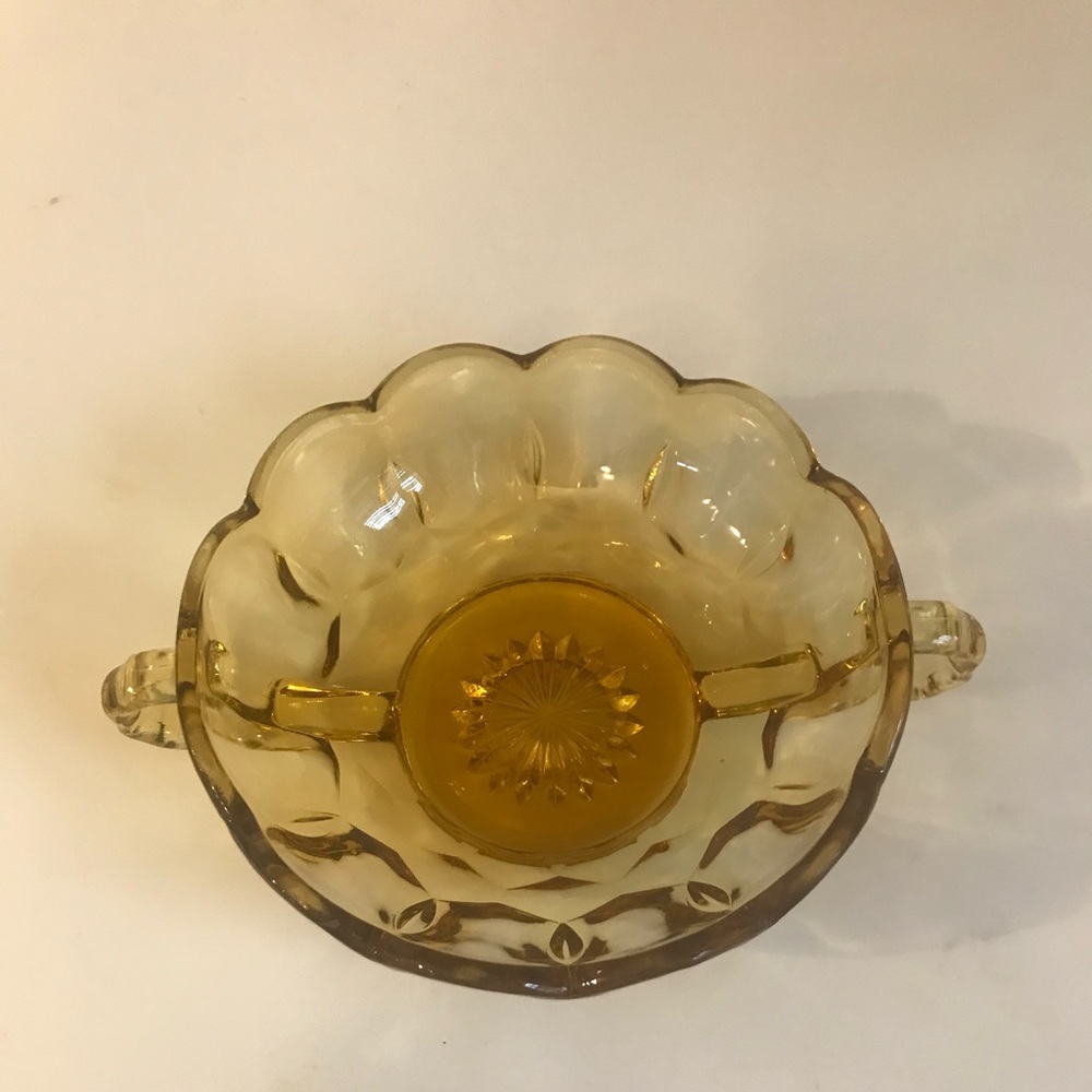 Vintage Anchor Hocking Fairfield Amber Yellow Glass Candy/Snack Bowl MCM